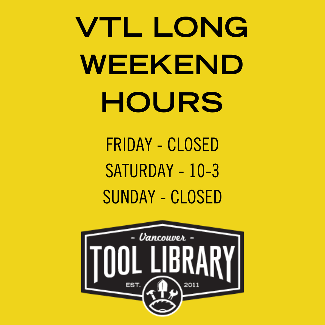 Image with text "VTL Long Weekend Hours" Friday - closed, Saturday 10-3, Sunday CLOSED