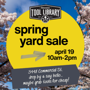 Spring yard sale on April 19
